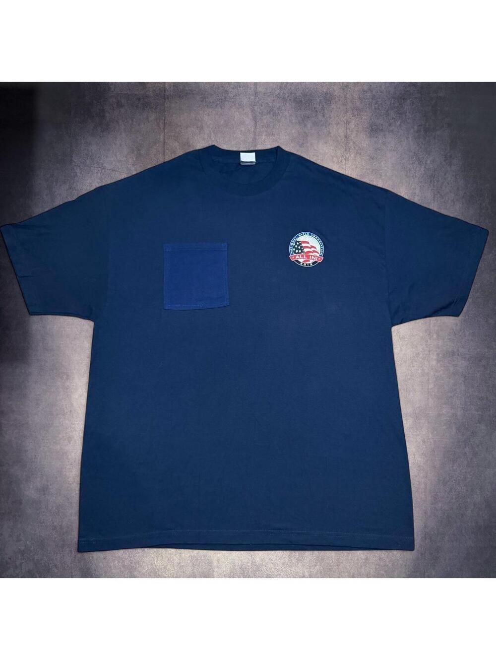 Vintage Navy blue NRA pocket tee with American flag graphic
